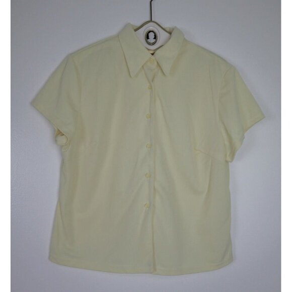 WOMEN'S VINTAGE LIGHT YELLOW BUTTON-UP SHIRT - JULIE - SIZE 3XL - Picture 1 of 7